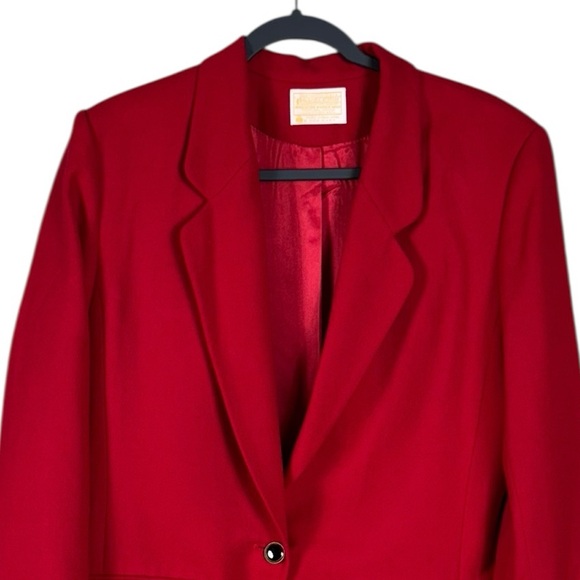 Vtg Pendleton Wool Blazer Size 12 Jacket Capsule Essential Career Staple Red - Picture 2 of 6